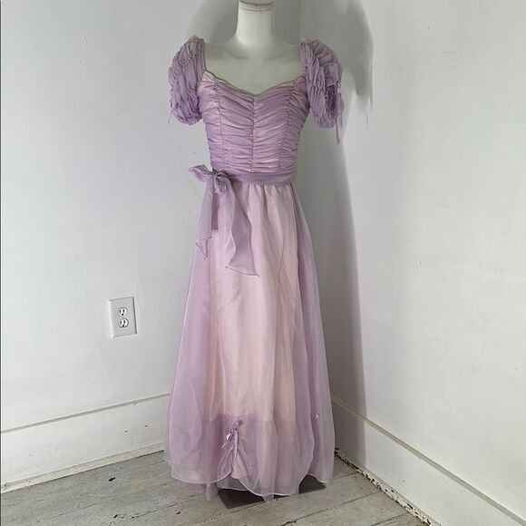 Vintage 70s Fairytale Princess Smocked Bodice Maxi Dress - Picture 1 of 6